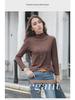 Women's Black Milk Silk Long Sleeve Half Turtleneck T-Shirt with Plus Velvet, All-Season, 2025 New Style