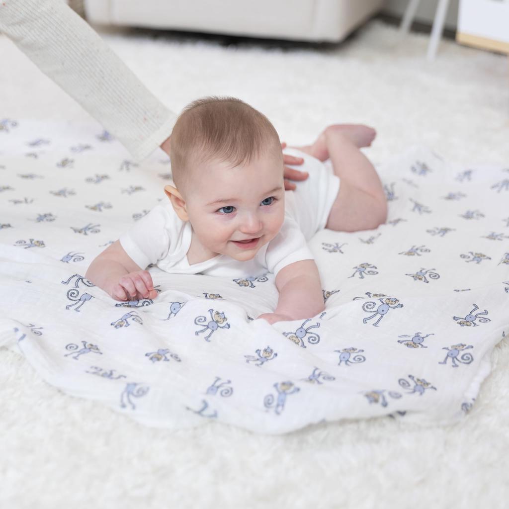 aden + anais Jungle Jam Swaddles, Set of 4, 120x120cm, Muslin Cotton Swaddles for Newborns, Perfect for Nighttime Crying, Baby Gift, SWADAB2026