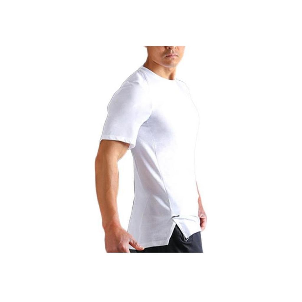 Nike Solid Color Crew Neck Pullover With Logo Print Short Sleeve T-Shirt Men Tops White 830950-100