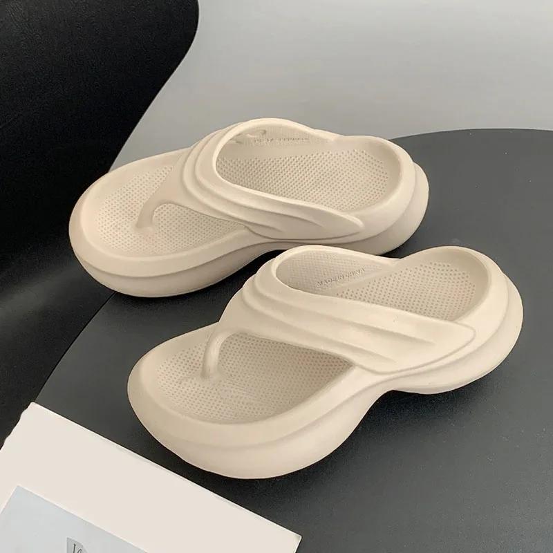 

Fashion Soft Platform Flip Flops for Women Summer Clip Toe Thick Bottom Cloud Slippers Woman Lightweight Non-Slip Bathroom Flip Flops 40-41 серый