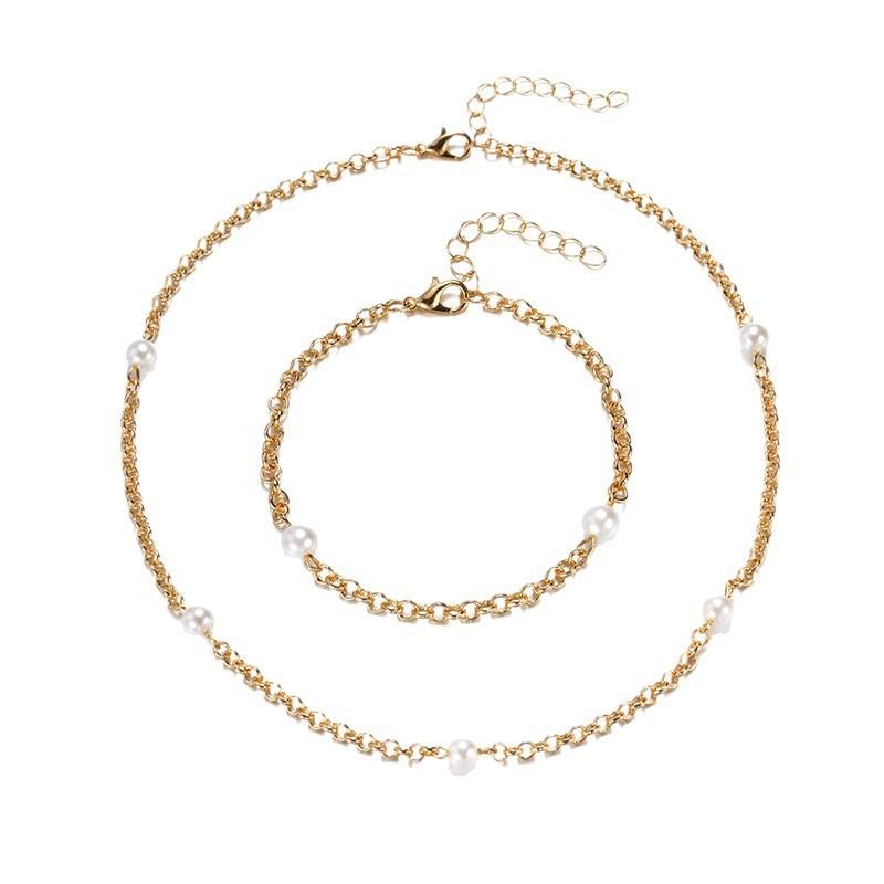 Single chain necklace jewelry simple women's light luxury high-end neck chain light luxury pearl bracelet