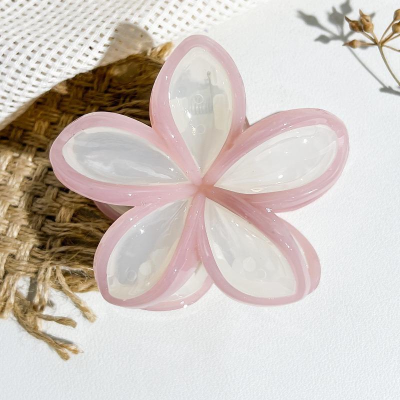 Colorful Contrasting Frangipani Hairpins Flower GrabbersSweet Back of The Head Updo Shark Hairpins