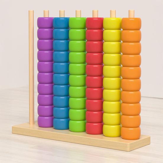 Beads Matching Stacking Toy Preschool Learning Color Recognition Rainbow Rings Game Boys Girls Educational Color Sorting Sequencing Toy