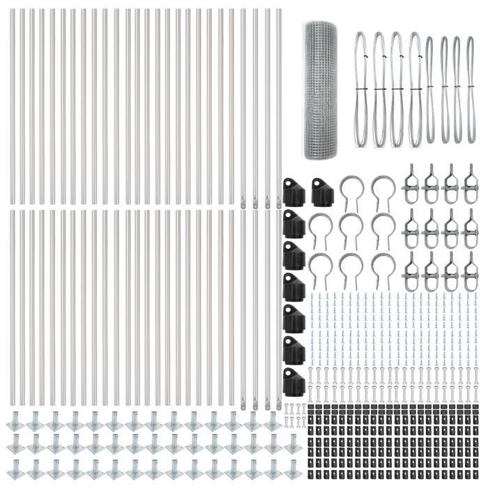VidaXL Clôture en Fil Soudé avec 13 Poteaux à Flange 1x100 m Acier Galvanisé 3352383