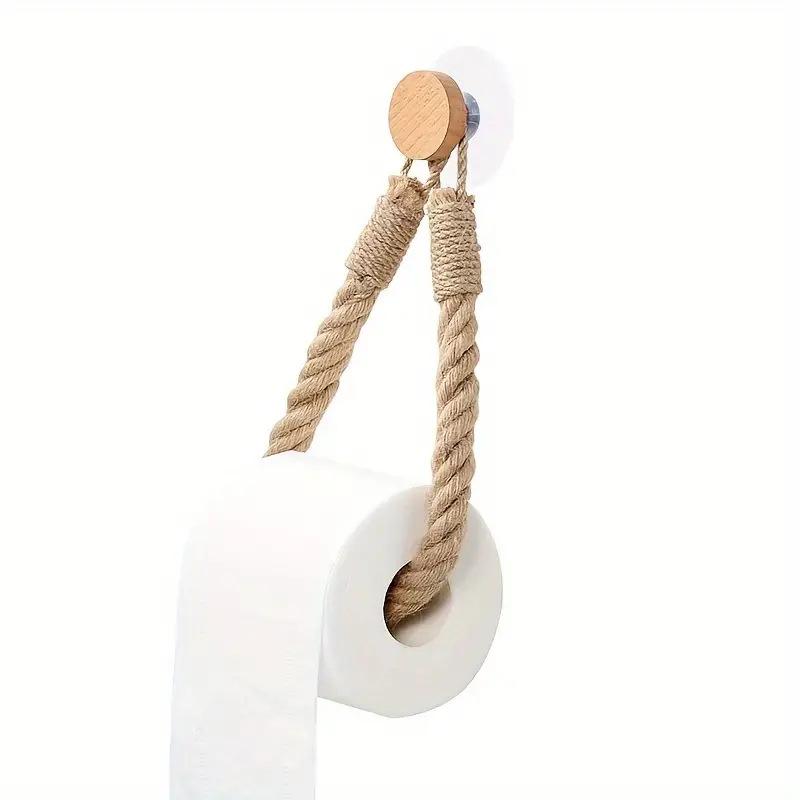 

Vintage Towel Hanging Rope Toilet Paper Holder Home Hotel Bathroom Decoration Storage Rack Suction Cup Wall Mounted Movable
