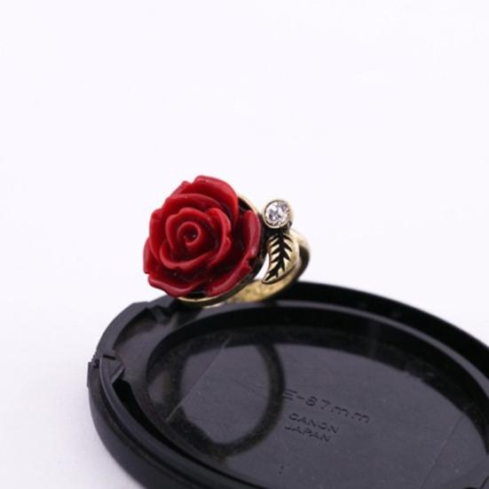 Ring Rose Leaf Elegant Vintage Women Rhinestone Ring for Dating