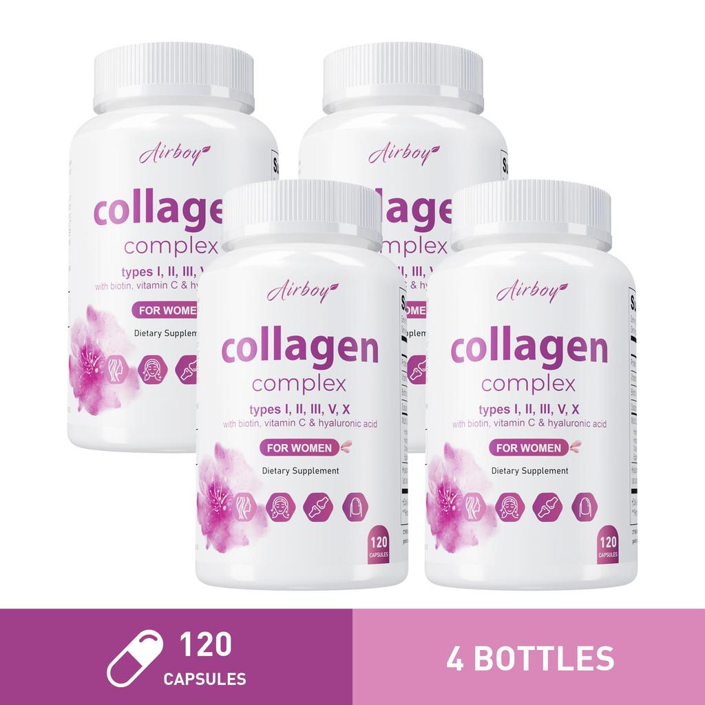 Collagen capsules containing biotin, vitamin C, and hyaluronic acid help maintain skin elasticity and support healthy hair, nails, and joints.