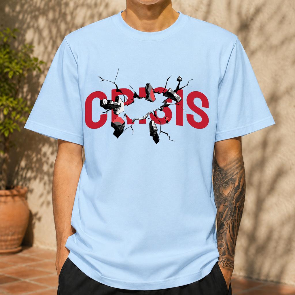 2026 New Cotton Tshirt Breakdown Crisis Street Style Print Crew Neck Short Sleeve Casual Top