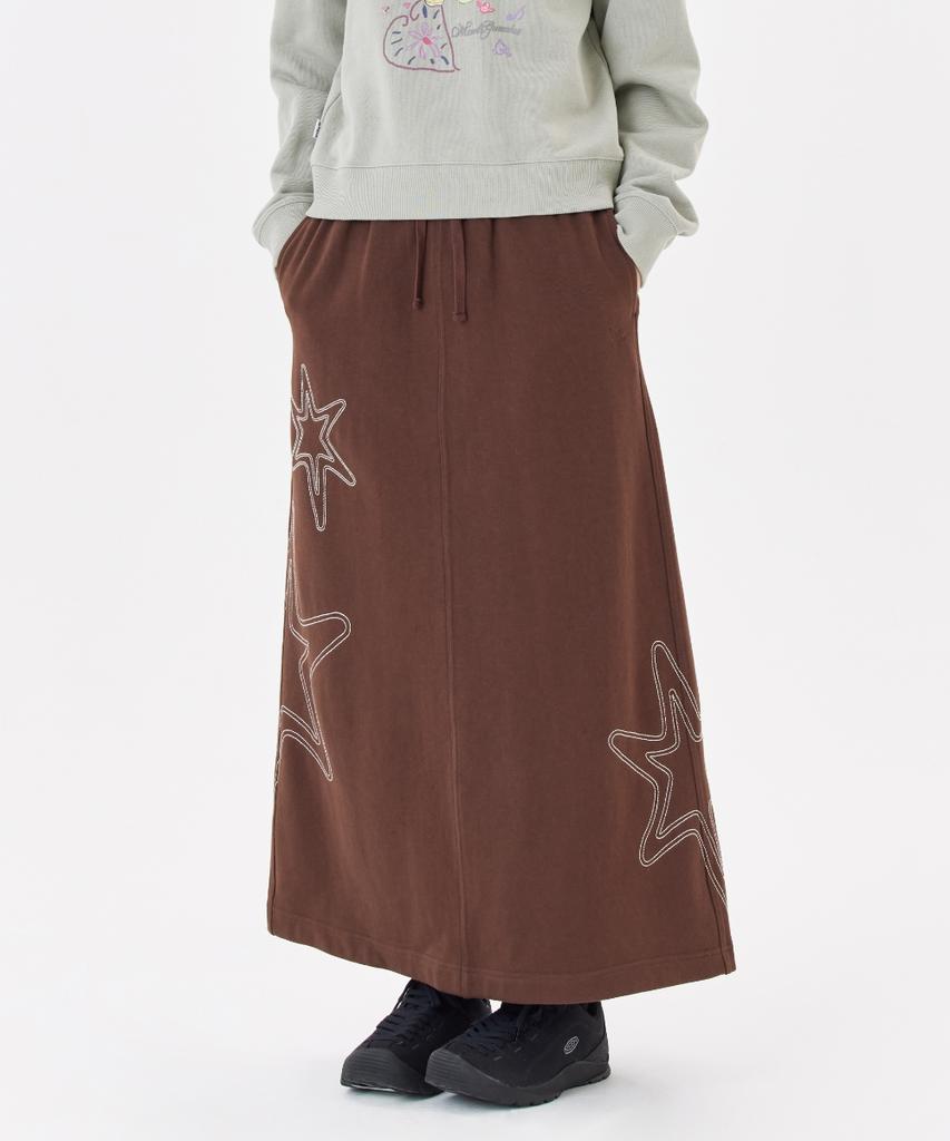 Mark Gonzales Women'S Sweat Long Skirt - D/Brown
