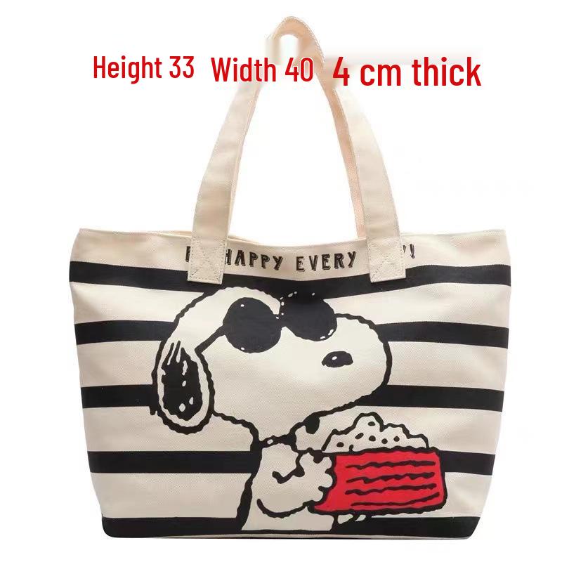 Snoopy Korean-Style Canvas Tote Bag, Large Capacity, Casual Summer Design, Versatile Single Shoulder Bag for Women