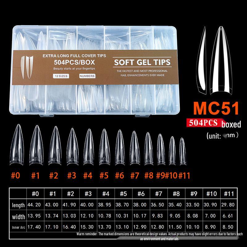 Extra Long Transparent XXL Ballet Trapezoid Nail Tips with Stickers