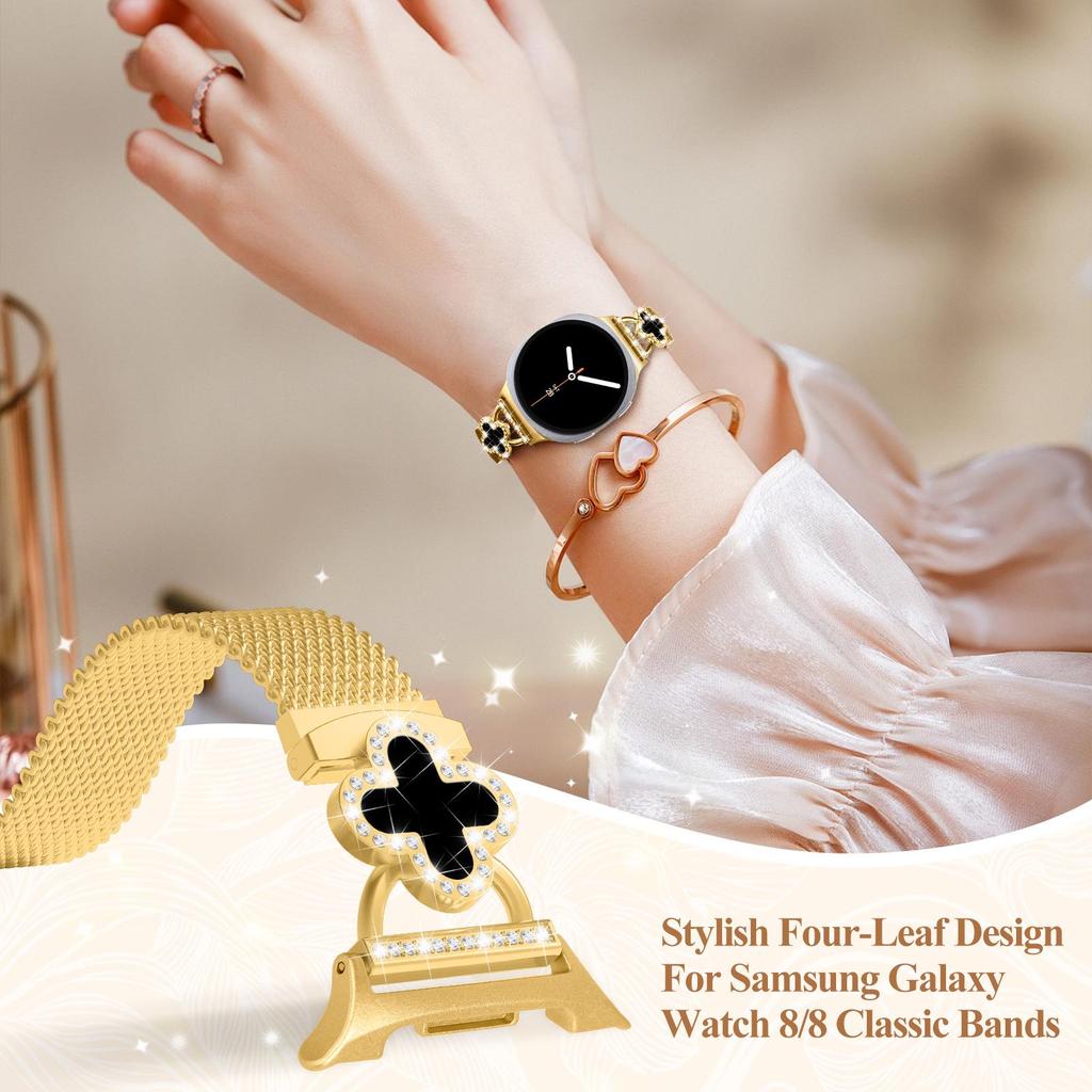 Cinturino Universale per Samsung Watch8 con Quadrifoglio e Fibbia Magnetica Milanesee