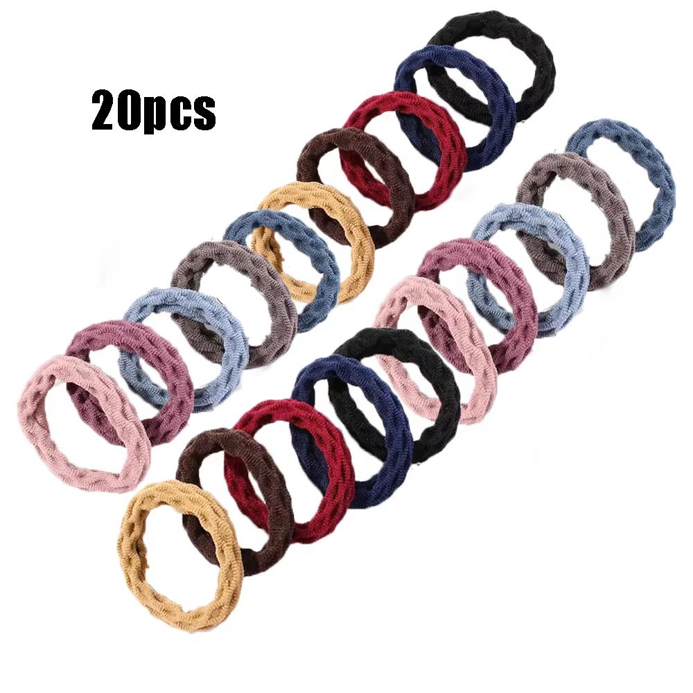 20PCS Women Girls Simple Basic Elastic Hair Bands Ties Scrunchie Ponytail Holder Rubber Bands Fashion Headband Hair Accessories