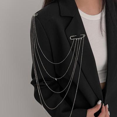 Creative Multi-Layer Bead Chain Brooch With Clear Crystal Beads Multi Chains Multi Functional Fashion Clothing Pin Jewelry