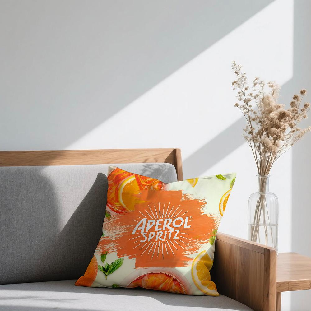 A-Aperol S-Spritz Logo Cushion Cover Square Sofa Cushion Cover Casual Skin-Friendly Comfortable Pillow Cover