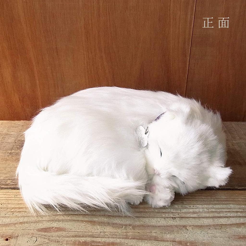 Nini et Kino, l'animal de compagnie parfait (Petite taille) Chat blanc (Cheveux longs) Jouet en peluche pour chat réaliste ressemblant à divers produits de guérison animale en mouvement