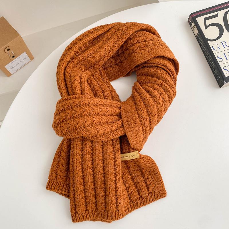 Versatile knitted wool red scarf women's new winter high-end warm couple scarf student