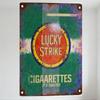 Vintage Lucky Strike Cigarettes Metal Tin Sign, Rusty Weathered Retro Plaque with Mounting Holes for Bar Man Cave Home Decor