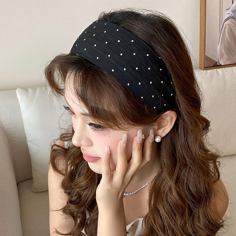 Polka Dot Wide Headband For Women - 2026 Spring/Summer Volumizing Non-Slip Hair Accessory