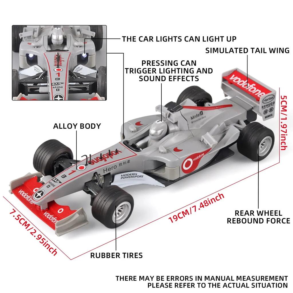 1/32 Scale Alloy Ferrari F1 Racing Car Toy Model with Retroactive Motion, Sound & Light Effects - Ideal for Kids' Racing Play & STEM Lea
