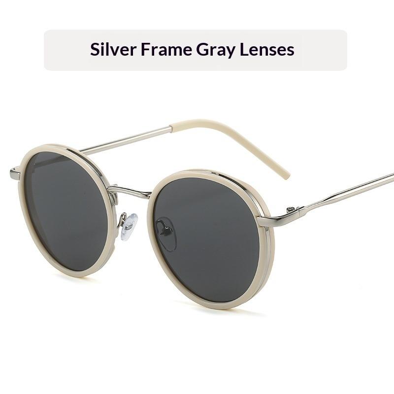 Korean Version of Large Frame Milk White Round Frame Sunglasses Internet Celebrity Sunshade Sunglasses Personalized Street Shot Sunscreen Glasses