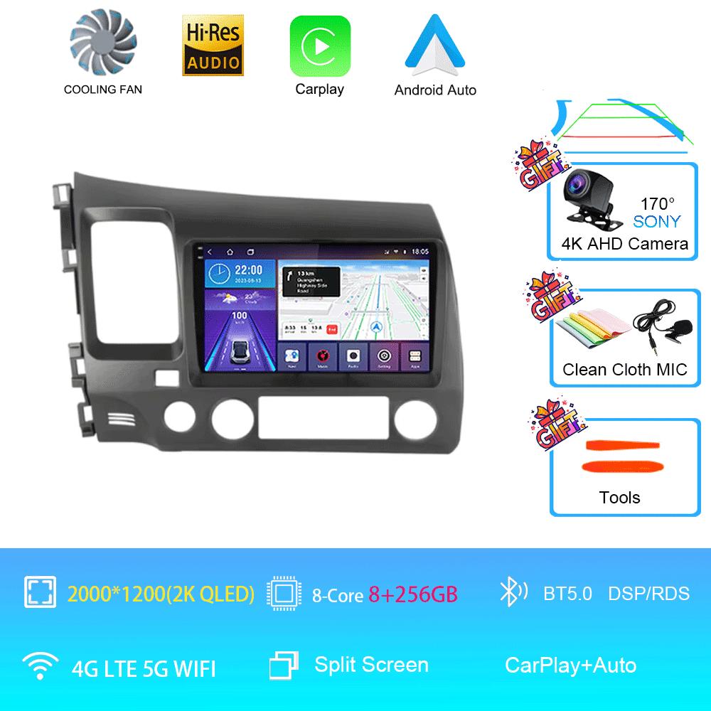 Android 14 9" DSP Car Stereo Radio For Honda Civic 8 2005 - 2012 Multimedia Video Player Navigation GPS 2 Din 4G WiFi Audio DVD
