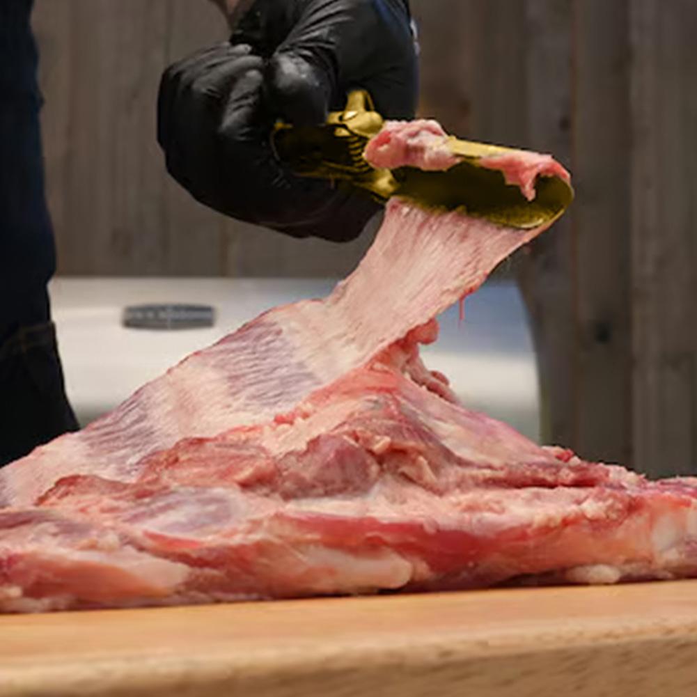 Gold Color Rib Membrane Remover Tool Guide Trimming Peeling Ribs Rib Membrane Remover Grilling Tools BBQ Rib Preparation Tool