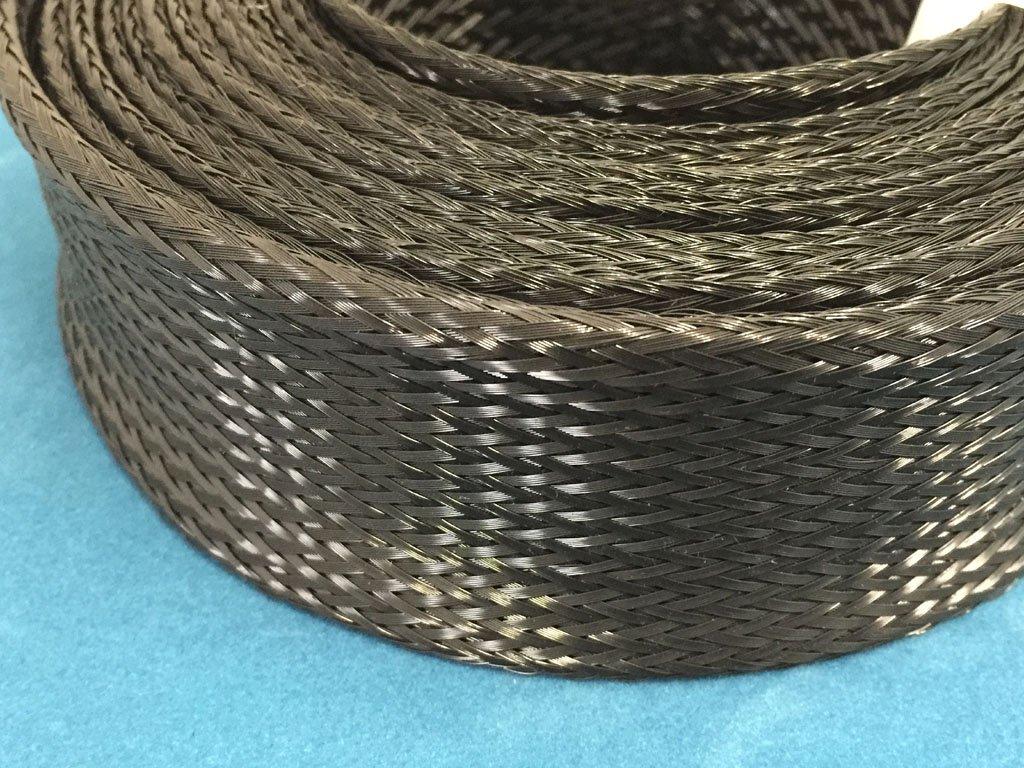 Polyester Braided Sleeve for Cable Covering, Inner Diameter (normal): Approx. 40mm ~ (expanded): Approx. 85mm, Fold Width: 57mm, 5m Roll