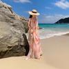 New Chinese-style Smudging Seaside Vacation Loose Suspender Female Gentle Temperament Lazy Dress Set