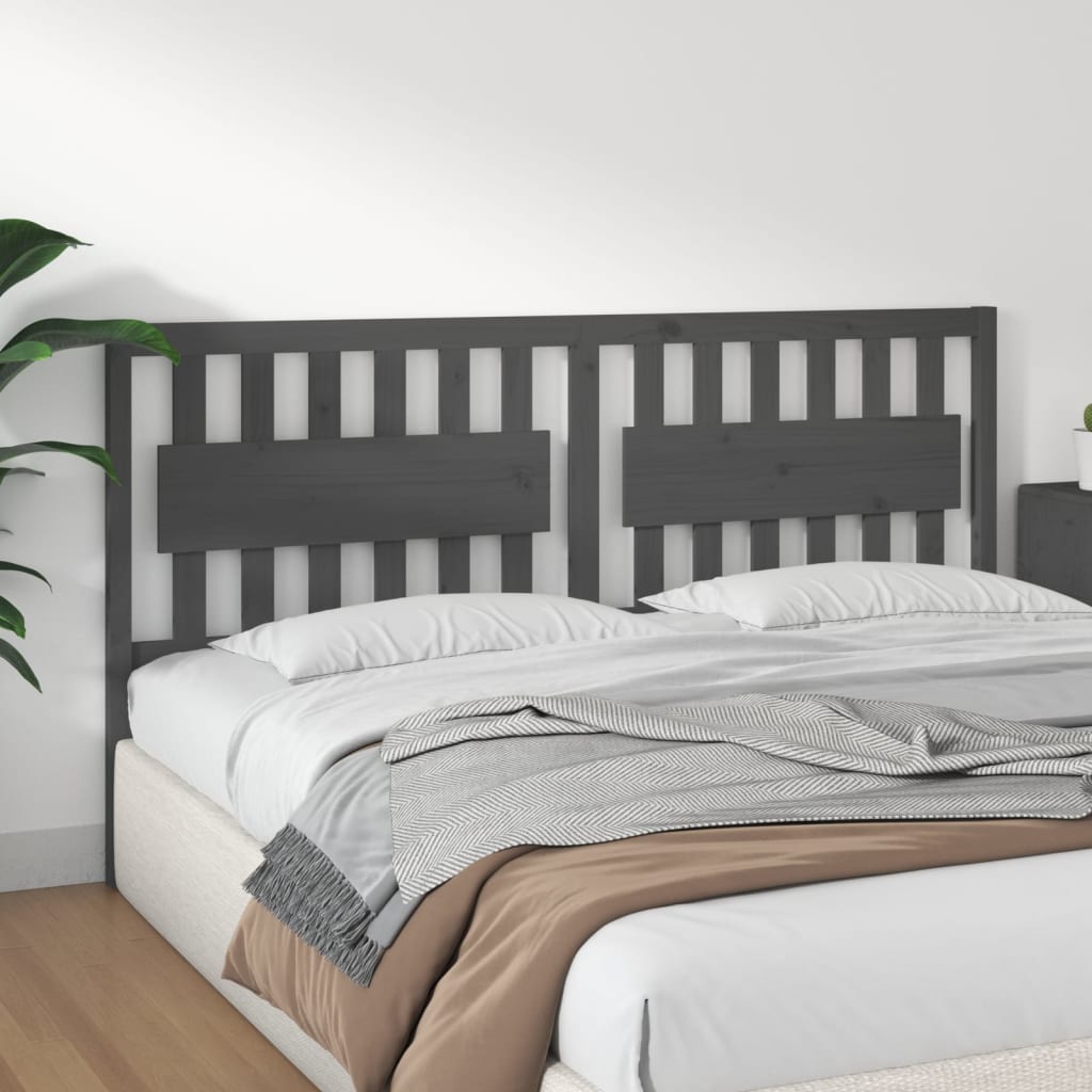 Headboard Gray 185.5 x 4 x 100 cm Solid Pine Wood