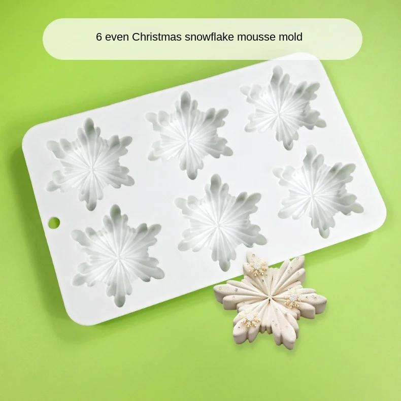 3D Weihnachts-Schneeflocken-Design Mousseform DIY Dessert Schokolade Silikonform Kuchen Dekorierwerkzeuge Küchenbackgeschirr