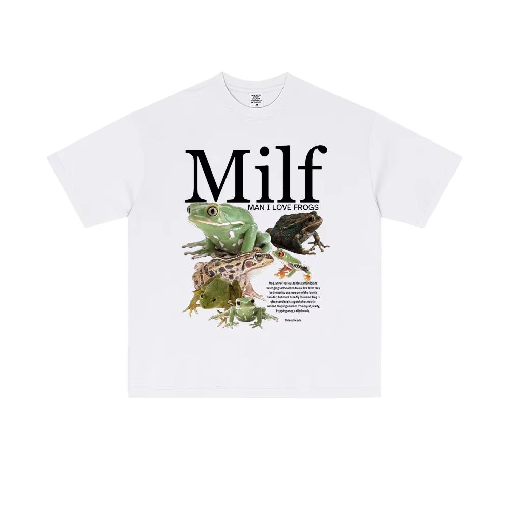 

Summer MILF Man I Love Frogs Funny Frog Amphibian Lovers Meme T Shirt Men Women 100% Pure Cotton Printed T-shirt S