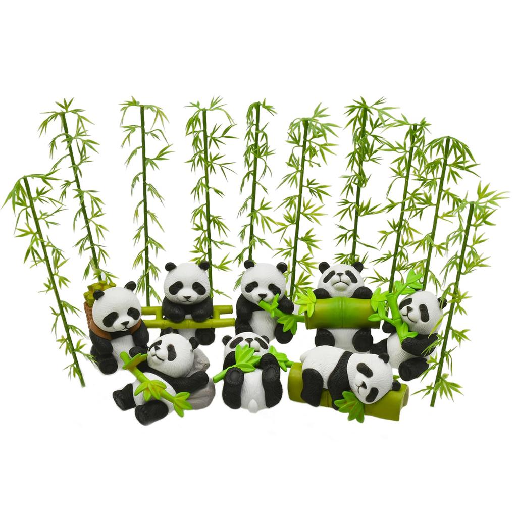Eight Panda Holding Panda Mini Animal Resin Panda Christmas Landscape Garden Funny Decorative Small Miniature Spirit Dollhouse Small Souvenir
