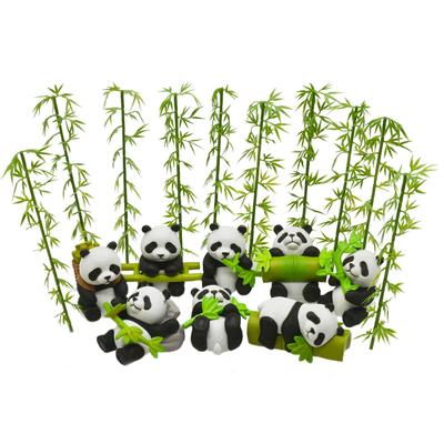 Eight Panda Holding Panda Mini Animal Resin Panda Christmas Landscape Garden Funny Decorative Small Miniature Spirit Dollhouse Small Souvenir