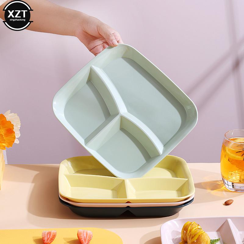 Dinnerware Divided Plates Bariatric Plates for Portion Control, Plastic Reusable 3 Compartment Plate Separation Meal Plate