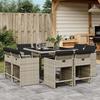 VidaXL Ensemble à manger de jardin et coussins 9 pcs gris clair rotin 3277966