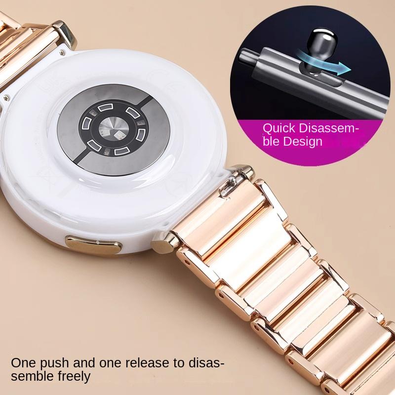 18mm Ceramics Bracelet Strap For Garmin Forerunner 255S/265S Music, Venu 2S/3S, Vivoactive 4S/Vivomove 3S Butterfly Buckle Replacement Wristband Belt