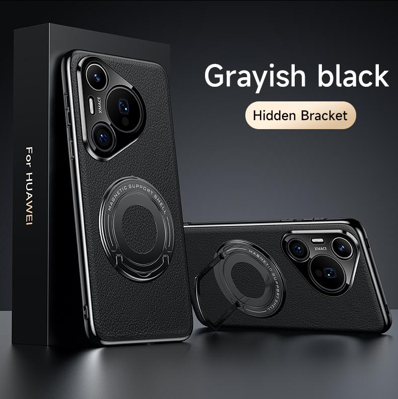 

Экологичный чехол-подставка из веганской кожи для Huawei P60 Pro Art Pura 70 Ultra Pro+Plus с магнитным чехлом Luxury Business Shell Huawei Pura 70 чёрный