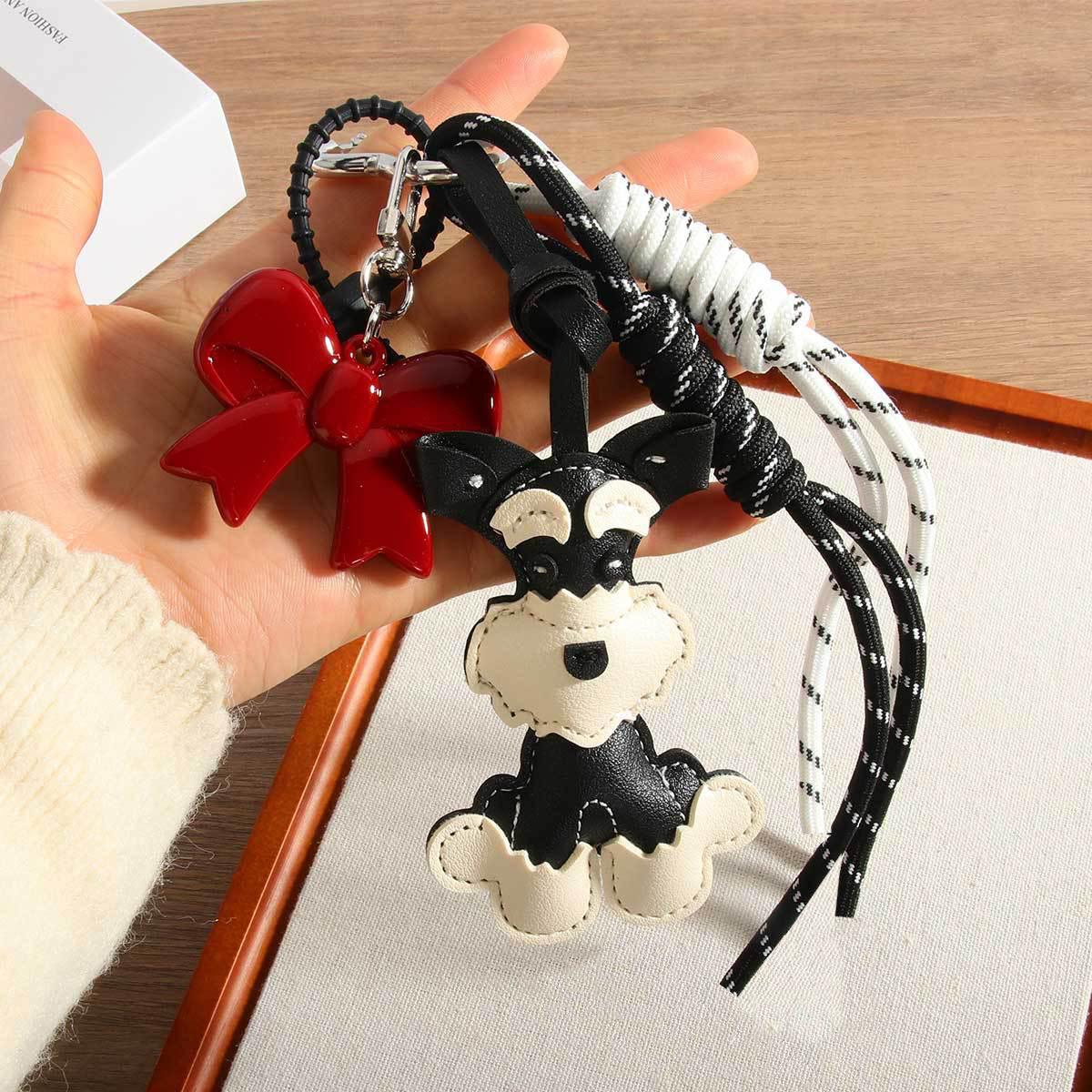 

Мультяшный ПУ Подвеска для сумки в виде животного Милая женская подвеска с собачкой и бантиком Подвеска для рюкзака Украшения Аксессуары для сумок KTY one size красный