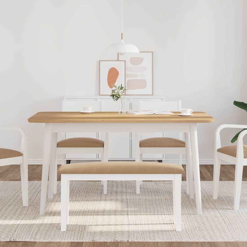 Bench 90 cm White Solid Rubberwood