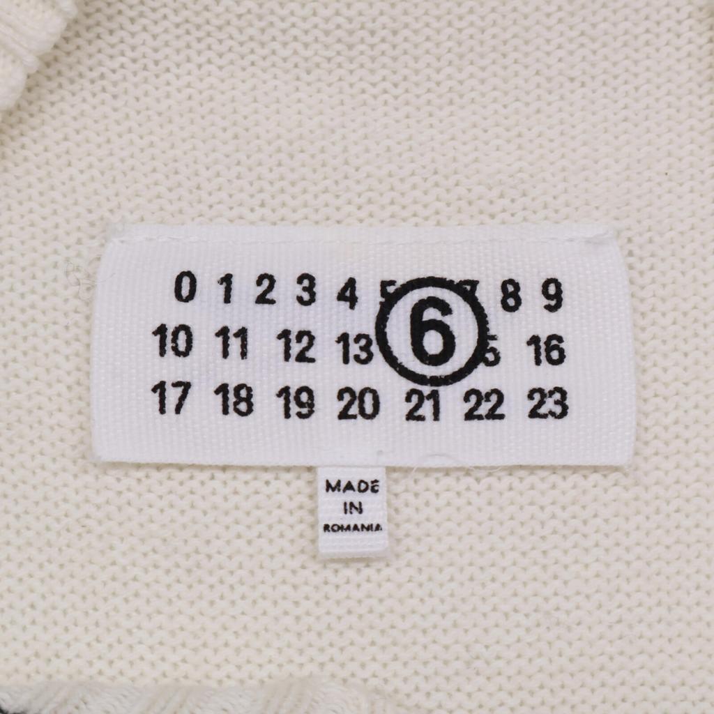 MM6 25Stainless Steel SH0HN0002 White Logo Design V-Neck Pullover Knit tops S whiteUsed