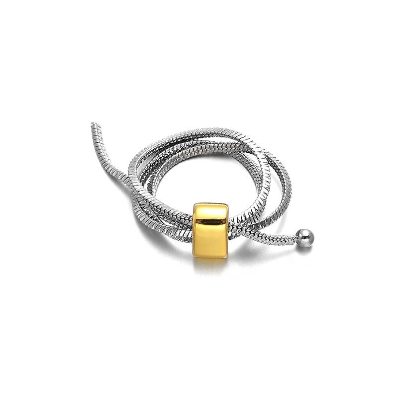 

Нохара Аой Минималистичное многослойное регулируемое кольцо золотого и серебряного цвета для мужчин и женщин Size 7