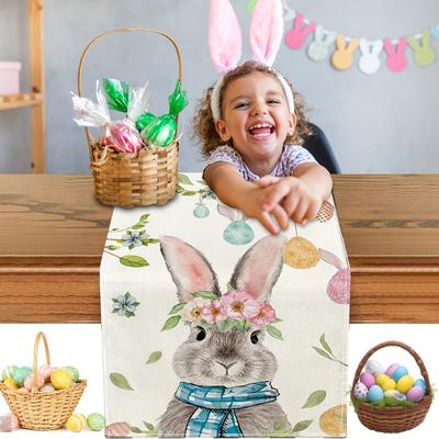 Easter Rabbit Rectangle Table Cloth Washable Rectangle Tablecloth Easter Rabbits Printed Holiday Table Cloth for Picnic Banquet