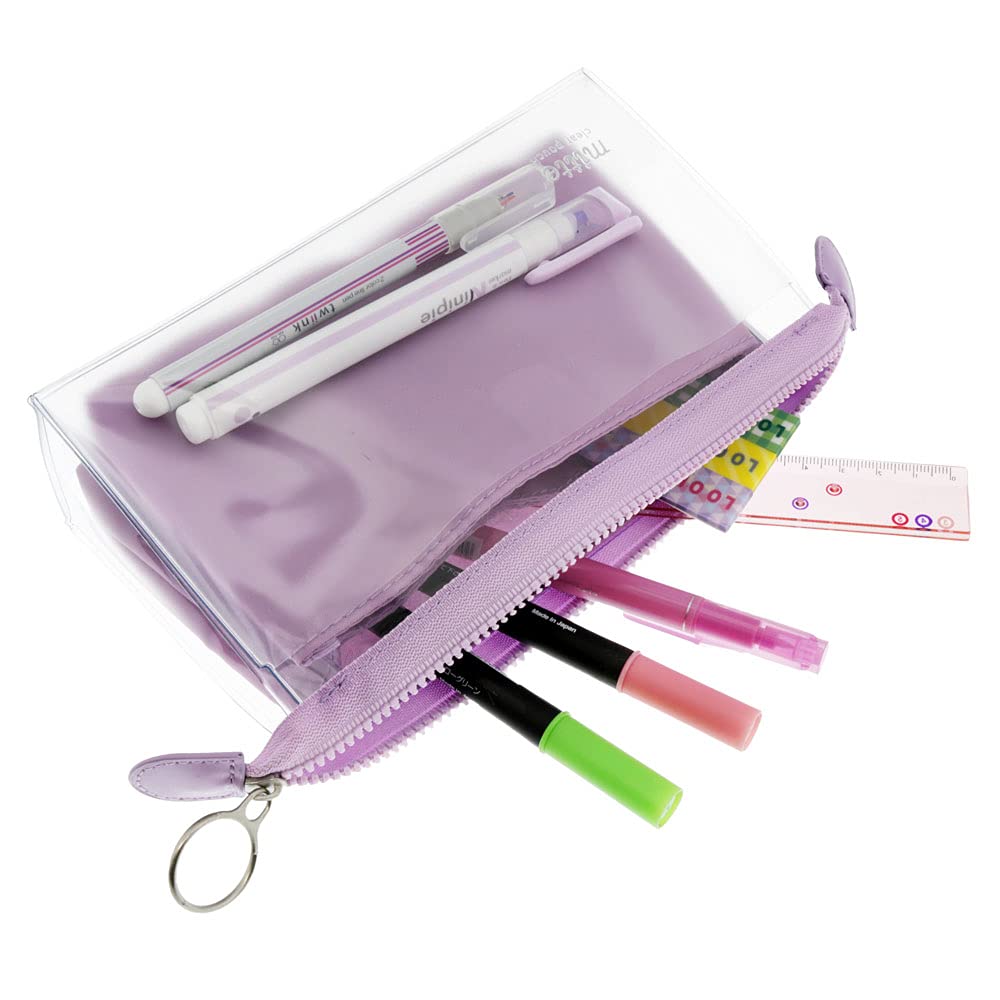 Sunstar Stationery Pen Case Clear Pouch Mitte with Gusset Light Violet S2314398