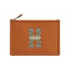 Flat H Natte Letter Logo Metal Palladium Coated Cotton Clutch Small Women Clutch Brown H103642M01