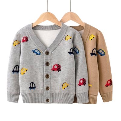 2024 New Children's Sweater Coat Cartoon Boys' Knitted Cardigan Top