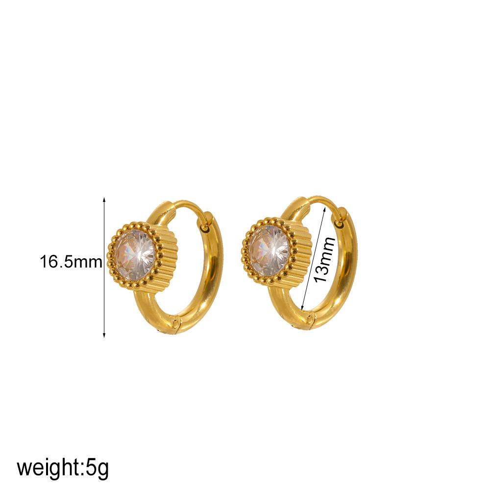 

Modern Geometric Stainless Steel Earrings With Cubic Zirconia For Women Winter Style A