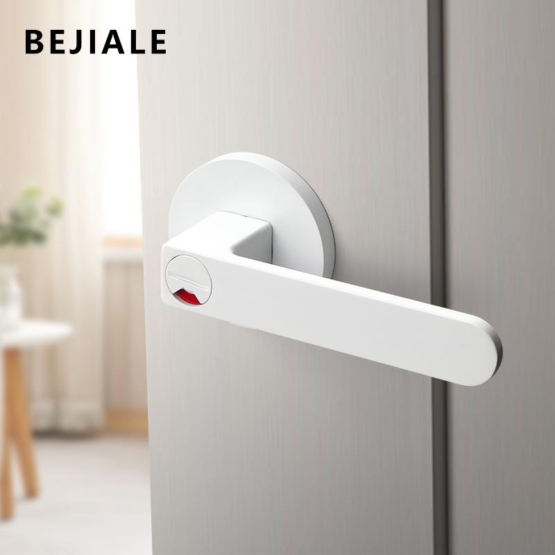Indoor Door Indication Lock Household Keyed Three-lever Handle Lock White Bathroom Occupied or Unoccupied Door Handle