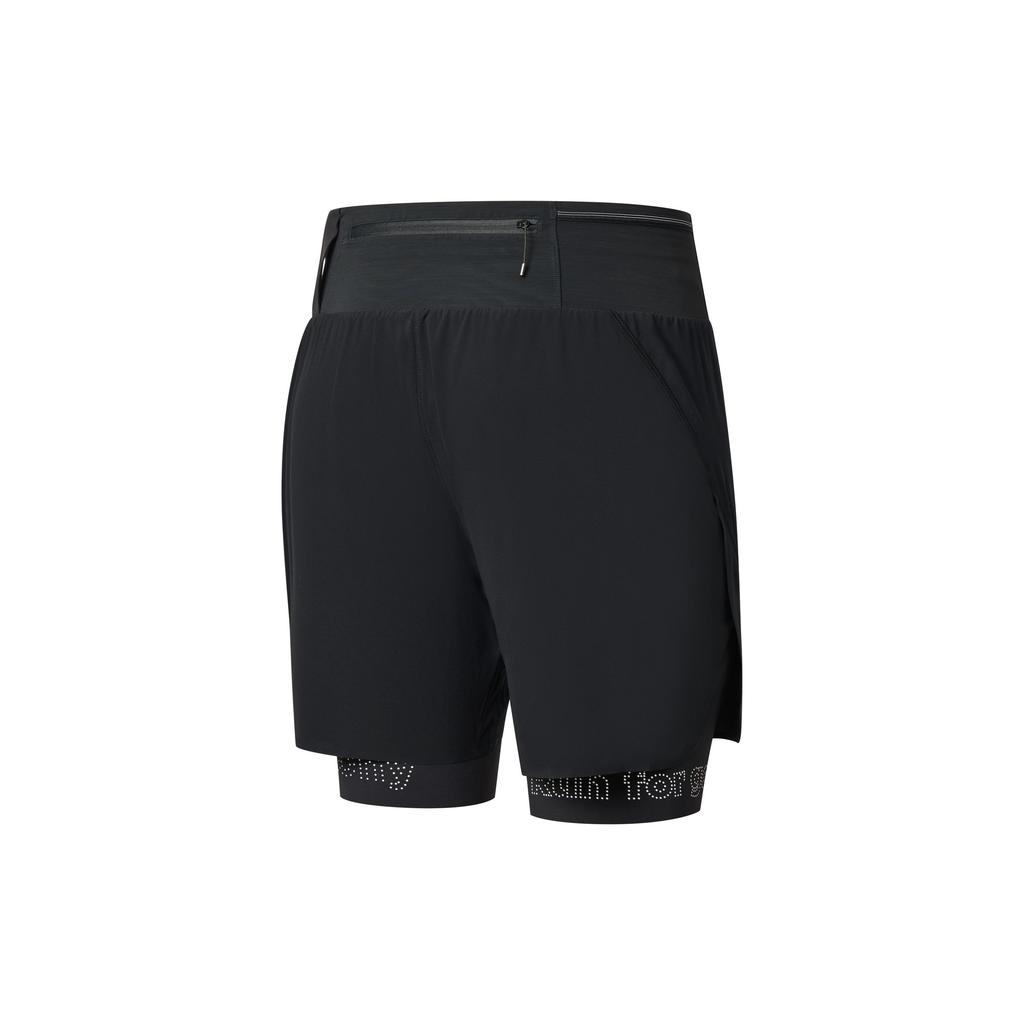 SAUCONY Solid Color Logo High Waist Straight Leg Sports Shorts Men Shorts Black SC2230206A-BK01