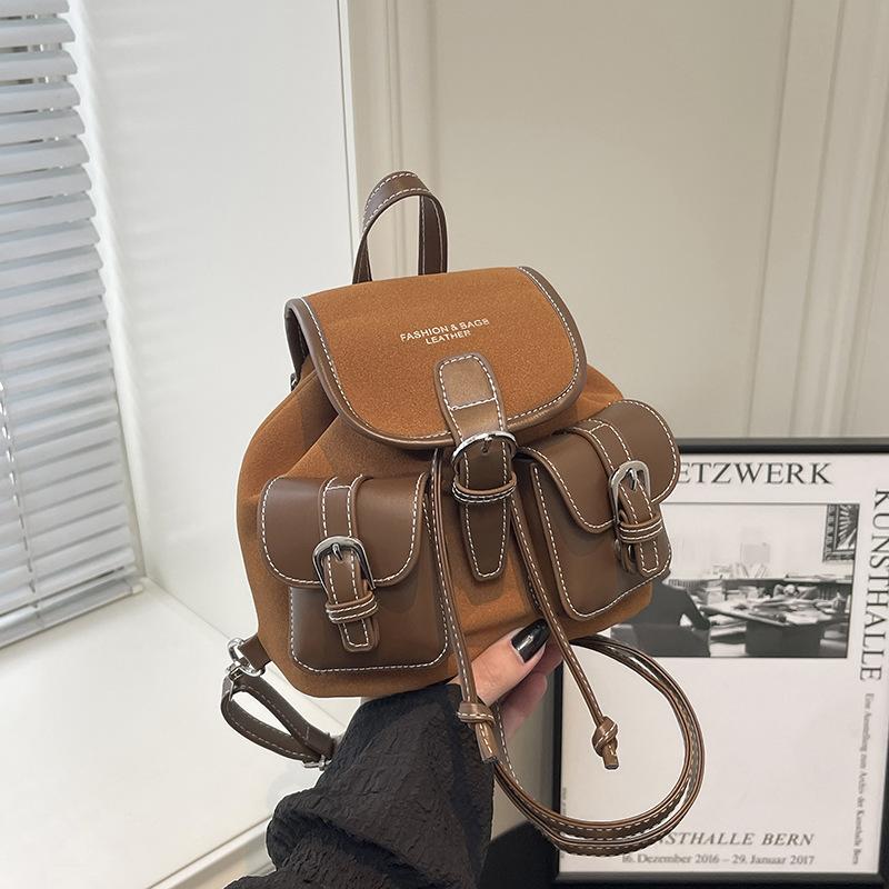 Schultasche Herbst und Winter Retro Wildleder Rucksack Arbeit Vielseitig Damen Reise Rucksack Studenten Pendeln Schultasche